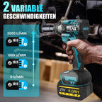 Schlagschrauber Akku 1000Nm für Makita 18V Batterie 3000RPM mit 2pcs 18V 2,0Ah Akku 1/2 Zoll Bürstenloser mit 6 Schlagbuchsen für Schraube und Mutter Auto LKW Reifen Removal