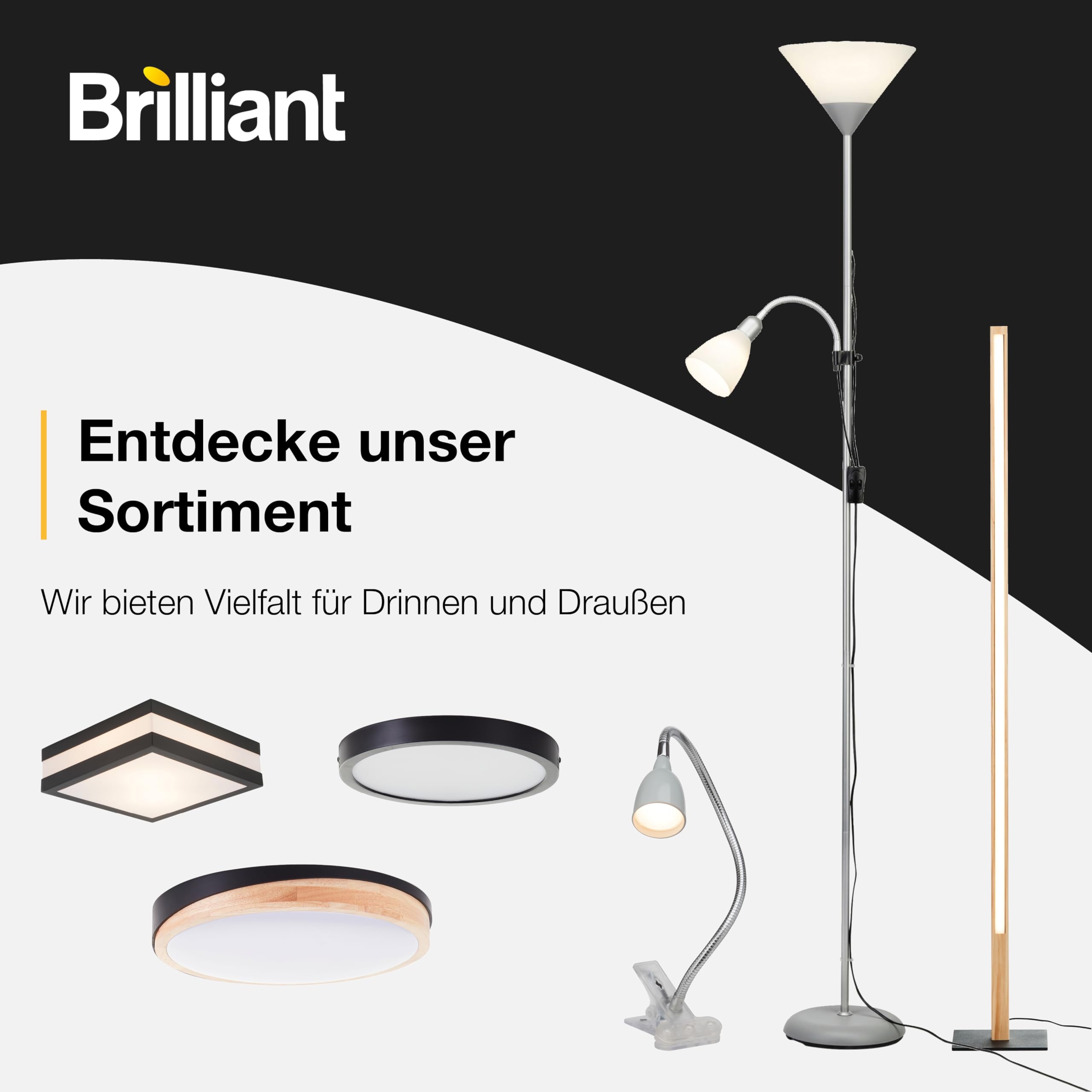 Brilliant Lampe Vessa Bogenstandleuchte 1, 7m chrom/weiß