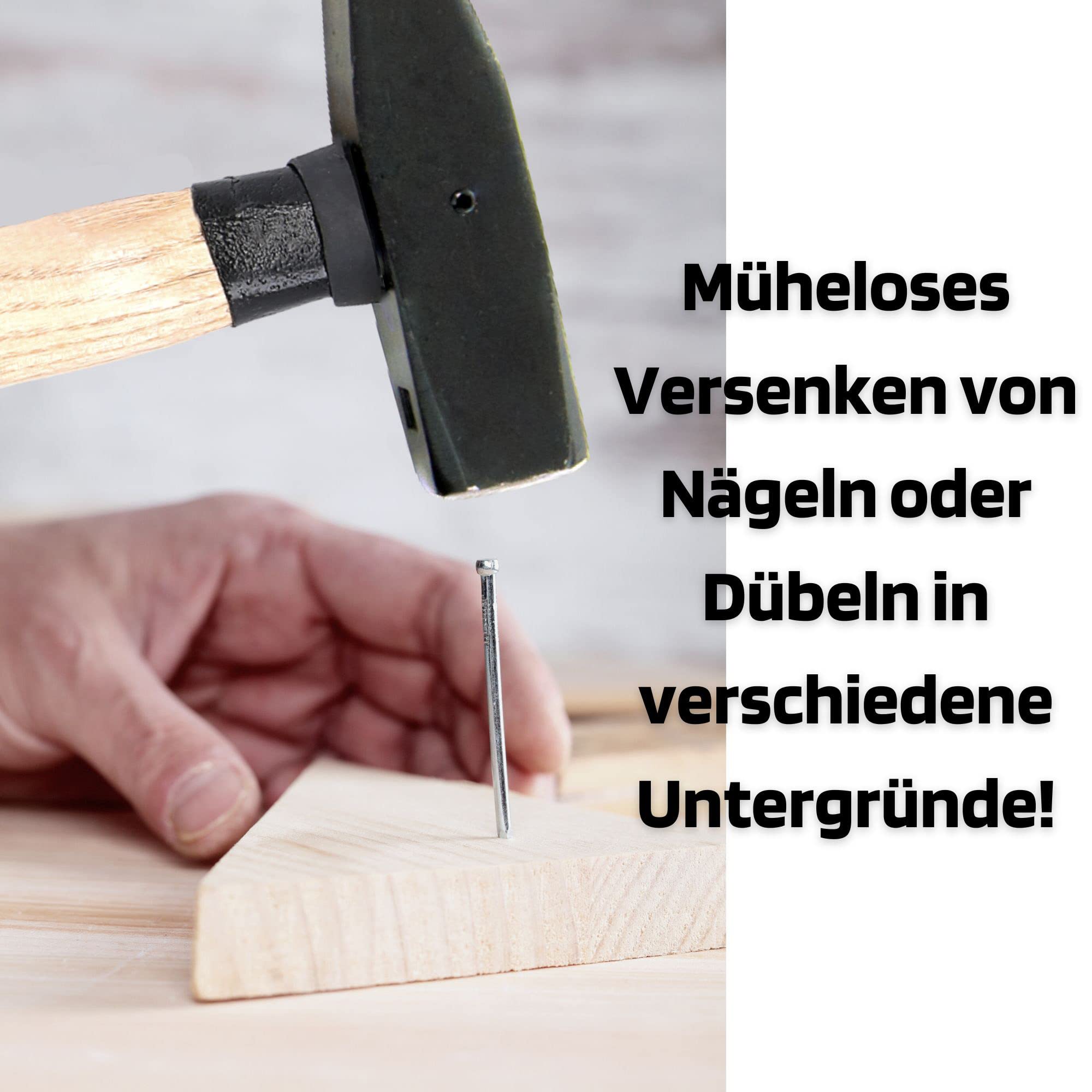 SW-Stahl 50930L Schlosshammer-Set mit Stielschutz 3-teilig I Werkzeughammer aus Hickoryholz I Hammer mit Kopfgewichten 300g - 500g - 800g I Schlosser Hammer Set Werkstatt