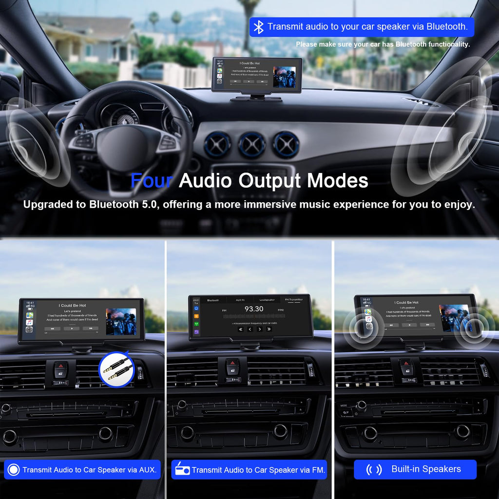 Avylet 9,26" CarPlay Display für Apple CarPlay & Android Auto, 60Hz Carpla mit 4K Dashcam und IP67 Rückfahrkamera, 64GB Karte, OTA-Updates, GPS Navigation, Bluetooth 5.0, Mirror Link, FM/AUX