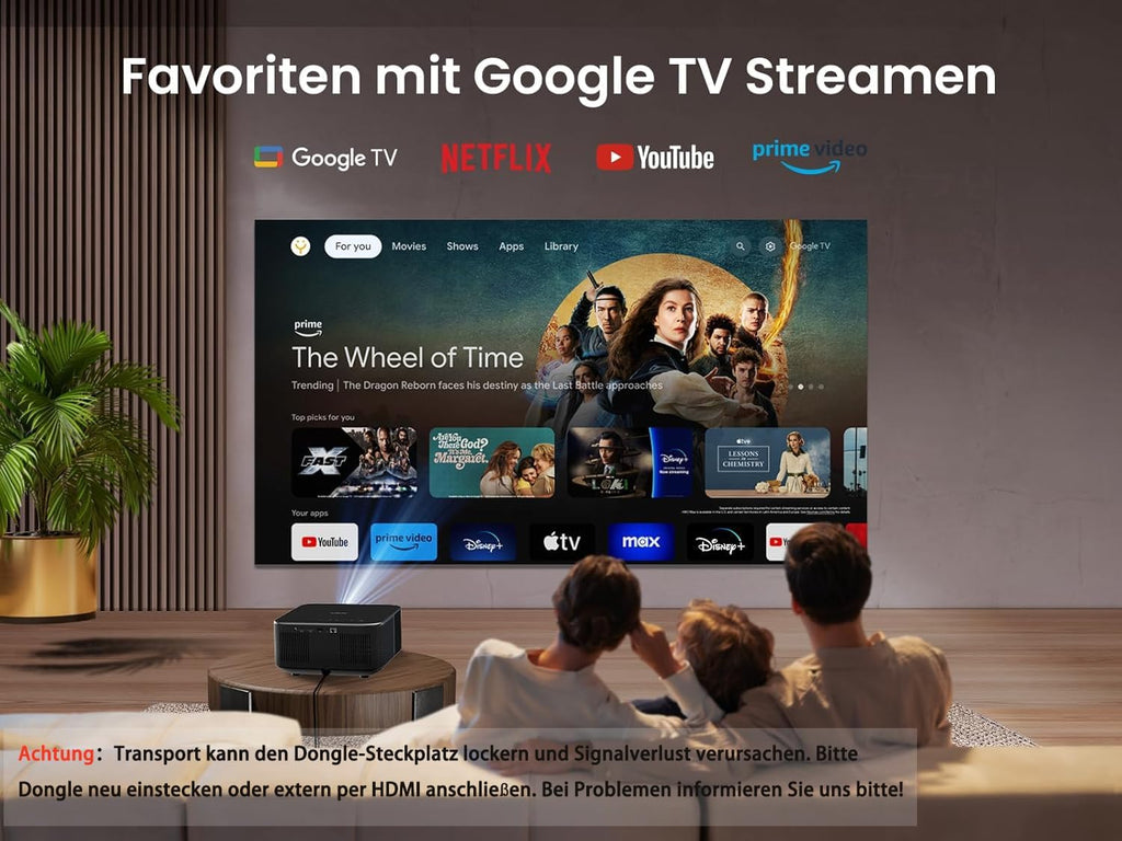 Yaber K3 Smart Beamer 【 Google TV & Sound by JBL】 Tageslicht Beamer mit WiFi 6 & Bluetooth, Handy Projektor für 4k Heimkino & Outdoor, Dolby Audio/Auto-Bildeinstellung, Netflix & 7000+ Apps