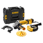 DEWALT 125 mm Winkelschleifer mit Beton-Oberflächenset DWE4257KT-QS (1.500 Watt, Epoxyd-Harz gepanzerte Wicklung, Sanftanlauf, mit 125mm Staubhaube, Bügelgriff und Diamant-Topfscheibe), DWE4257KT-QS