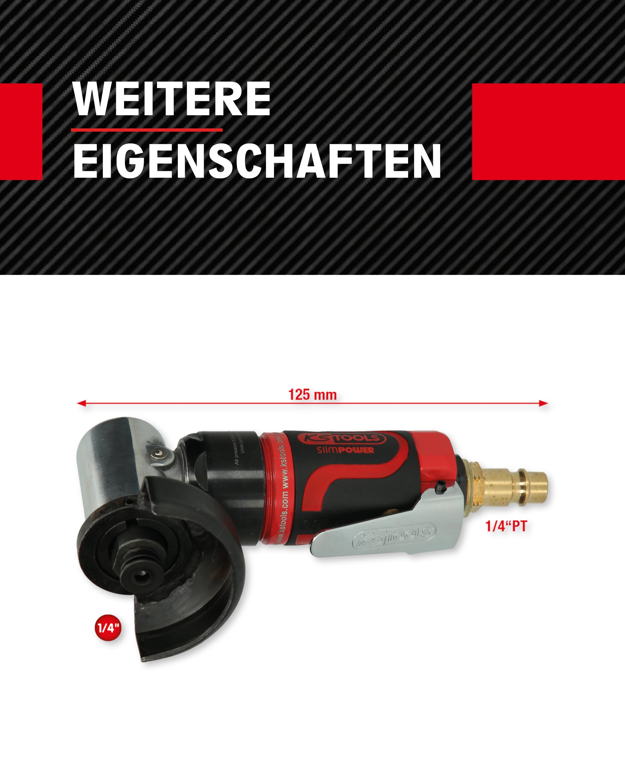 KS Tools Trenn-Stabschleifer Druckluft kurz 3/8"515.5550 I Druckluftschleifer mit Drehzahl-Regulierung & verstellbarem Funkenschild I Für Trennscheiben bis Ø 50,4 x 1,1 x 9,56mm