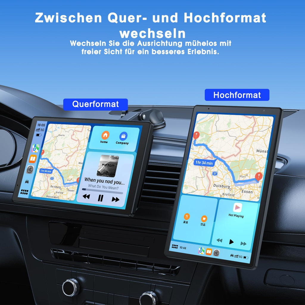 Avylet 8'' Tragbares Carplay Display für Apple CarPlay & Android Auto, Touch Bildschirm, Magnetische Halterung, OTA-Updates, IP67 1080P Rückfahrkamera, Bluetooth, Sprachsteuerung, GPS-Navigation