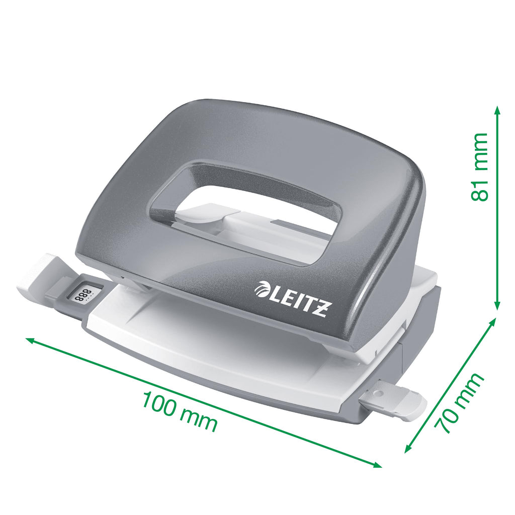 Leitz NeXXt Mini-Locher- und Heftgerät-Set für bis zu 10 Blatt, Inkl. P2 Nr. 10 Heftklammern, perlweiß, WOW, 55612001