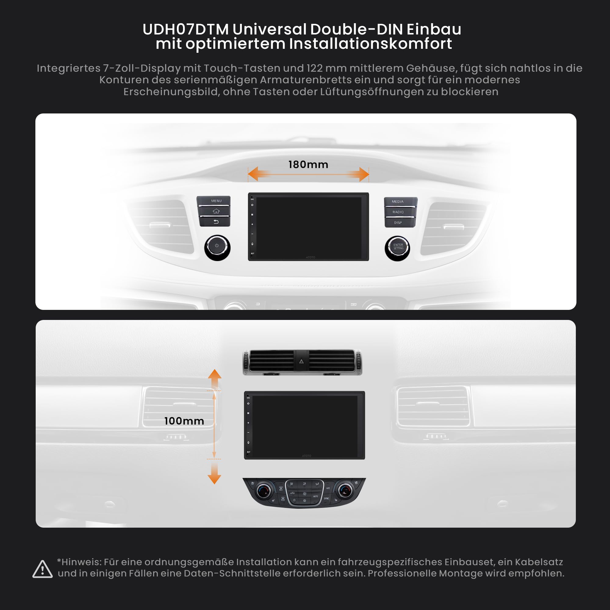 ATOTOZONE X10DG2B7E 7 Zoll Android DAB+ Autoradio Doppel-Din, 8+128G, 4G LTE, KI-Sprachassistent, Kabelloses Carplay & Android Auto, Duales Mikrofon & BT & Kameraeingang, 36B-EQ, HDMI-Eingang