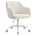 SONGMICS Homeoffice Stuhl, Drehstuhl, Schreibtischstuhl, höhenverstellbar, bis 110 kg belastbar, atmungsaktiver Sherpa-Stoff und PU, für Arbeitszimmer, Schlafzimmer, cappuccinobeige OBG019W01