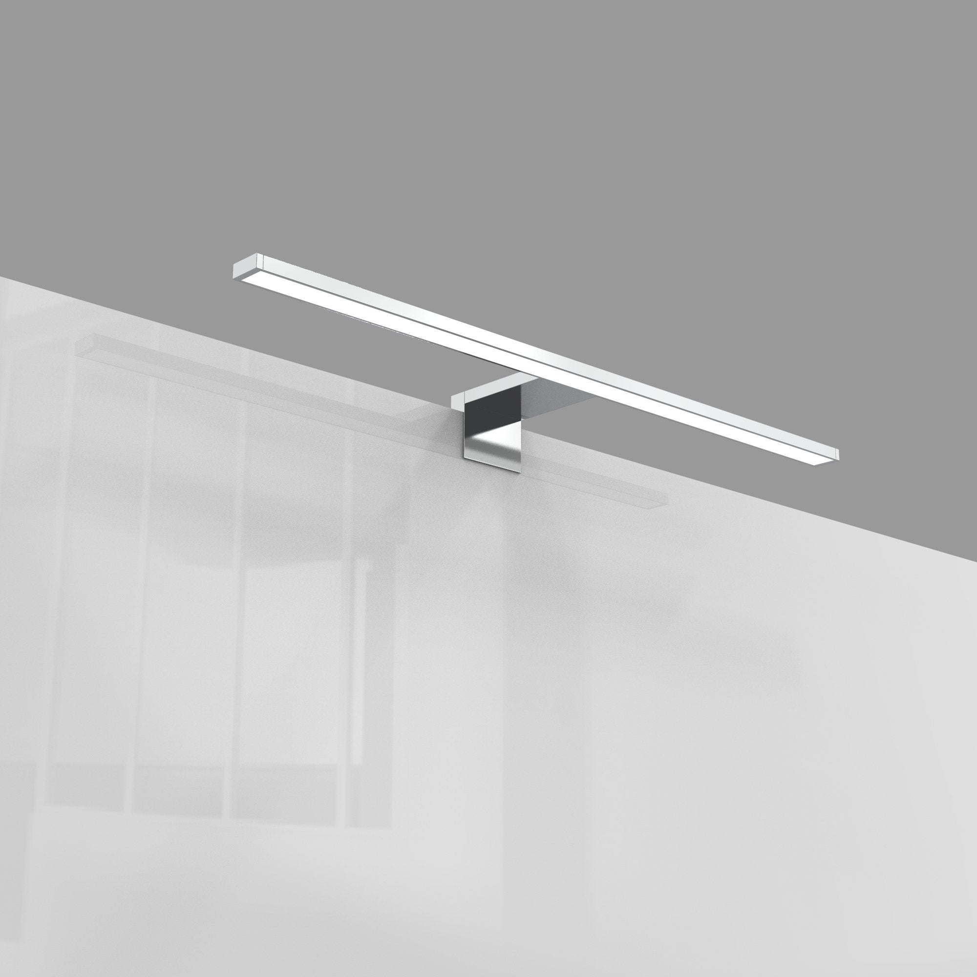 B.K.Licht - Spiegelleuchte Bad mit 2 in 1 Montage, neutralweiße Lichtfarbe, klemmbar, Badezimmerlampe, Schrankbeleuchtung, Spiegellampe, Lampe Badezimmer, Spiegelbeleuchtung, 60x10,3x3,6 cm, Chrom