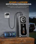 BRPOM Starthilfe Powerbank für Pkw mit Kompressor 160PSI,8000A 26800mAh Auto Starthilfe Powerbank für All Benzin und 12.0L Dieselmotor,Starter Powerbank Eingang/Ausgang und 600LUM LED-Licht