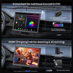 ATOTOZONE 12.9" QLED AI Android Autoradio 1 DIN, Floating Screen Auto, 8G+128G In-Dash Navigation,4G LTE, Kabelloses CarPlay & Android Auto, Dual-Phone & 2 Bluetooth,SCVC,GPS-Tracking,X10G129E