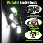SYLSTAR LED Strahler Akku 55W, 5000LM Magnetische LED Arbeitsleuchte, Baustrahler Akku Faltbar & 360° Drehbar, 6 Modi Baustellenlampe für Werkstatt, Baustelle, Camping, Autoreparatur