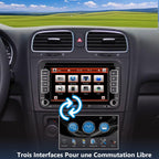 HLLECARMO Autoradio für VW Golf 5/6, Polo 5/6R, T5, Passat, Jetta – 7-Zoll-Touchscreen, Wireless CarPlay & Android Auto, Bluetooth/AM/FM/Lenkradsteuerung (SWC)/USB/DSP-EQ, Plug and Play