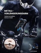 Lamicall Handyhalterung Motorrad, Handyhalter Fahrrad - [Metall-Verlängerungsarm] [Doppelt Vibrationsgedämpft] Handy Motorradhalterung Diebstahlsicher, 720° Drehbarer Lenker Halter für iPhone 17/16/15