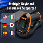 Tera Barcode-Scanner Kabellos Ladestation: 1D 2D QR mit digitalem Einstellungsbildschirm & Tastenfeld Schnellscan Bluetooth 2.4G & USB-Kabel deutsche Anleitung HW0009