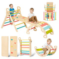 Giant bean 5-in-1 Montessori Kletterdreieck mit Kletterbogen und Rutsche, Holzdreieck für Kleinkinder ab 2-5, Indoor Kletterspielzeug, Regenbogen mit Griff (M)