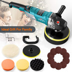 ENEACRO Poliermaschine,1500W Polierer 6 Variable Geschwindigkeit mit 150/180mm Polierteller, D-Griff und Seitengriff, mit 150mm Polierschwamm/Schleifpapier, zum Polieren von Auto, Glas