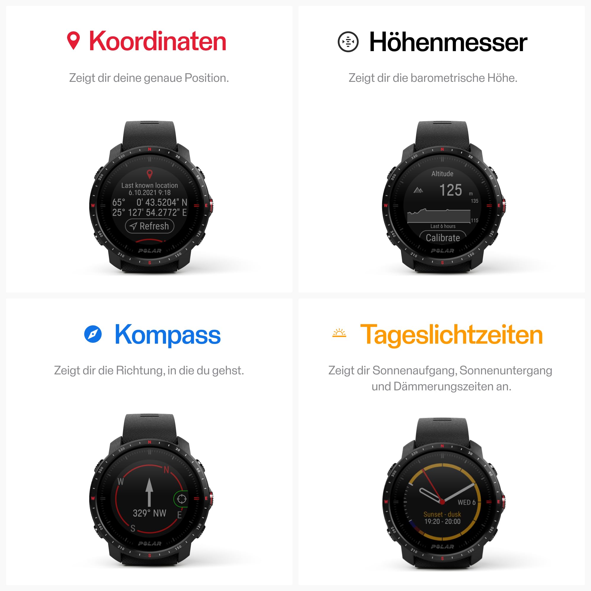 Polar Grit X Pro – GPS-Multisportuhr – Strapazierfähigkeit auf Militärstandard, Saphirglas, Pulsmessung am Handgelenk, Lange Akkulaufzeit, Navigation – Ideal für Outdoorsport, Geländelauf, Wandern