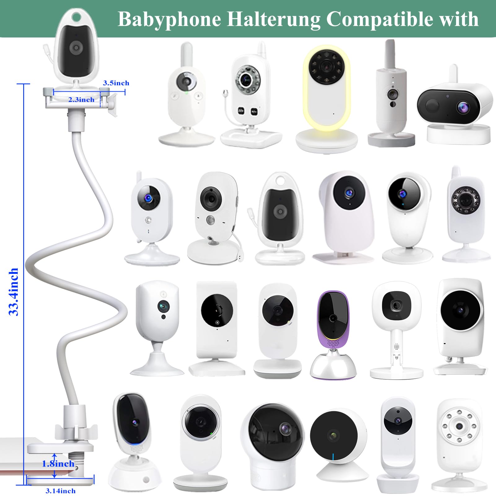 Derebir Babyphone Halterung Kamera Halterung Halter Baby Kamera Handyhalter Kompatibel für Philips Avent/Momcozy/GHB/Hellobaby/Blemil /jeeber-VB805PR Babyphone die meisten Babyphone
