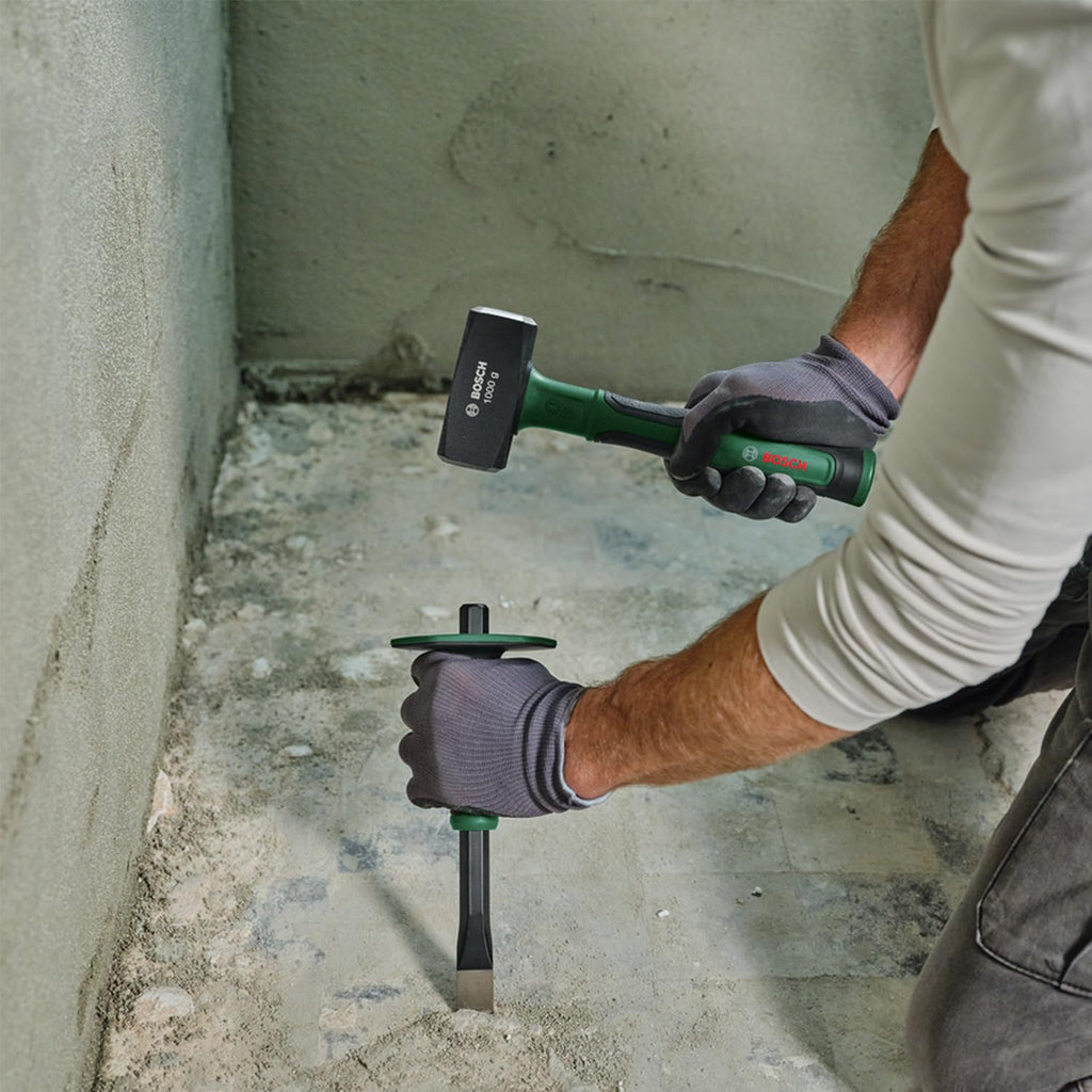 Bosch Fäustel 1000g (Heavy-Duty Hammer; große Schlagfläche; Robuster Kohlenstoffstahl; Symmetrischer Kopf; Softgrip-Handgriff mit Glasfaserkern für komfortables Arbeiten mit geringer Vibration)