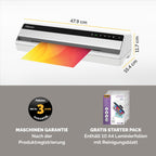 Fellowes Saturn A4 Laminiergerät fürs Büro – InstaHeat, 60 Sek. Aufwärmzeit, Staufreigabe, Auto-Abschaltung – für 80/100/125 Mikron – inkl. 10 Folien – für Zuhause & Büro