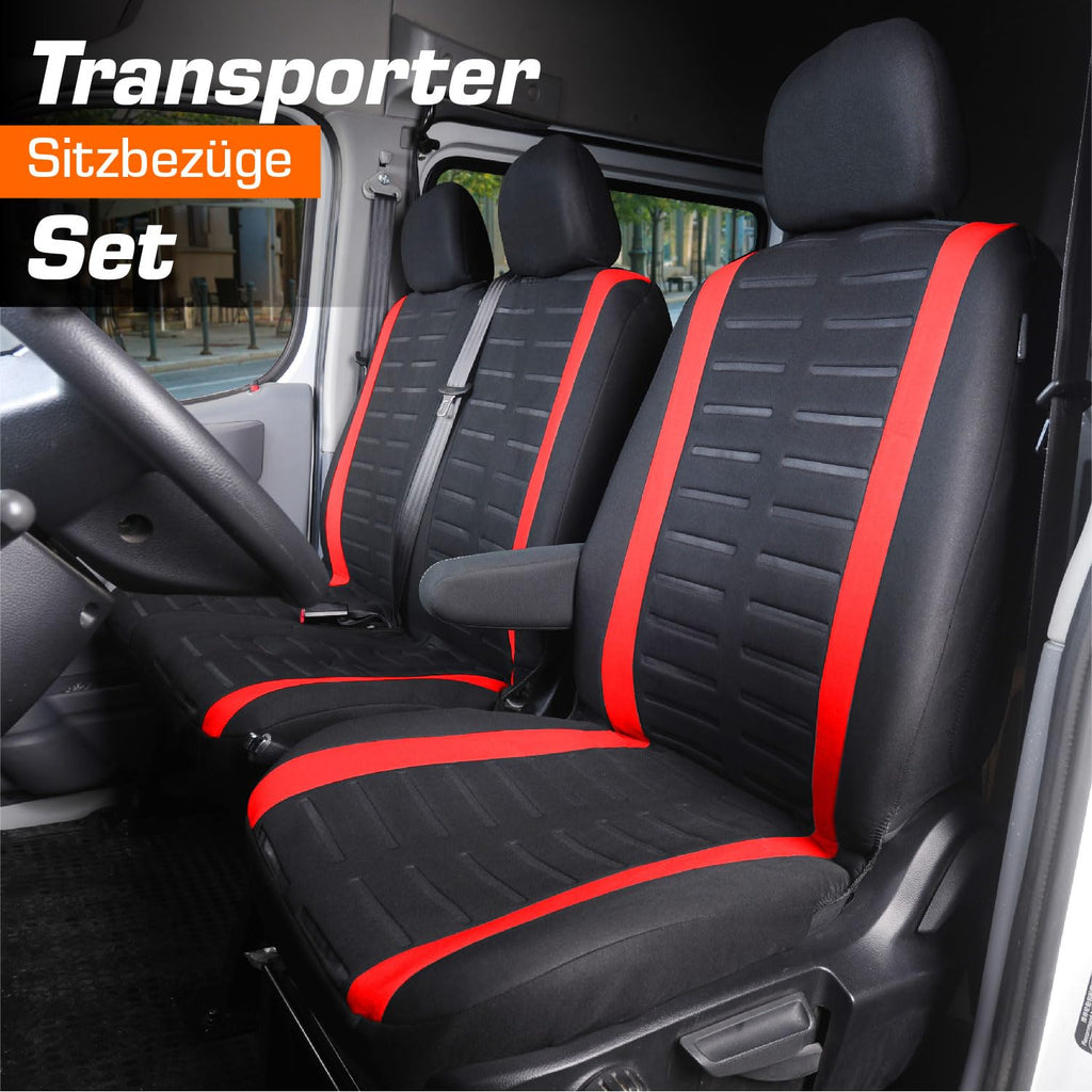 Upgrade4cars Transporter Autositzbezüge Set für die Vordersitze | Van Auto-Schonbezüge Universal in Rot