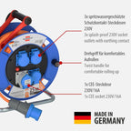 Brennenstuhl Garant Camping-Kabeltrommel/CEE 230V Kabeltrommel 25m (H07RN-F 3G2,5 Kabel in der Signalfarbe orange, für den ständigen Einsatz im Außenbereich IP44, Made in Germany)