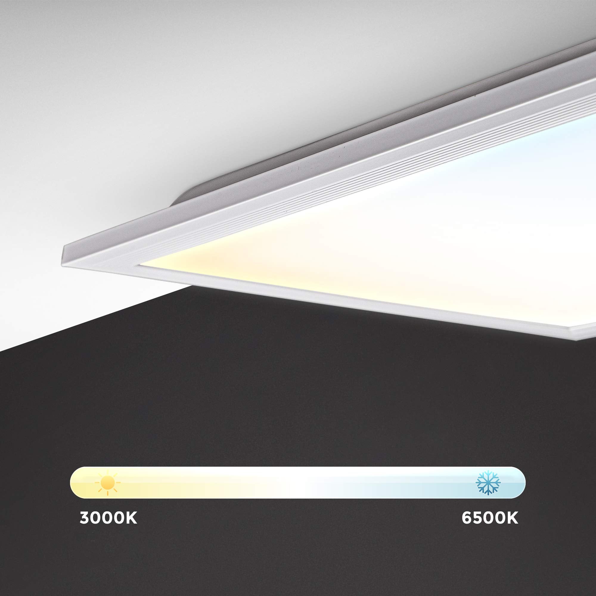 B.K.Licht - Deckenlampe mit Fernbedienung, dimmbar, ultraflach, LED Panel, LED Deckenleuchte, LED Lampe, Wohnzimmerlampe, Schlafzimmerlampe, Küchenlampe, 100x25x6,3 cm, Weiß