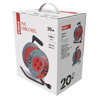 EMOS - Kabeltrommel 20m - 4 Schuko-Steckdosen - 230 V, 10 A, 2300 W - hochwertige PVC-Isolierung - H05VV-F3G 1,0 mm2 - Überhitzungsschutz, Spulenbremse - IP20 für Innen