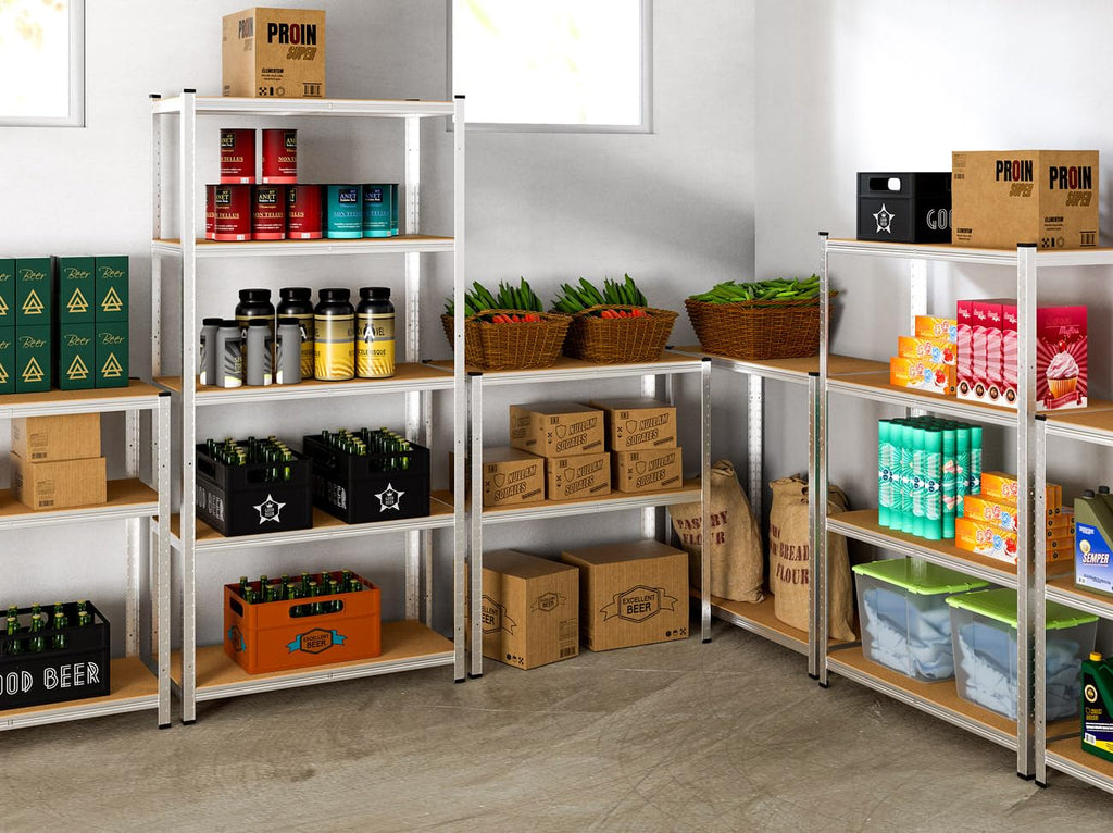 Monzana® 2X Schwerlastregal 160x90x40cm 1400kg 4 MDF-Platten Regal Lagerregal Kellerregal Steckregal Werkstattregal