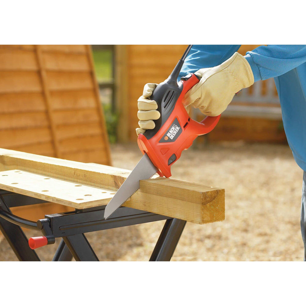 BLACK+DECKER Säbelsäge universal elektrisch 400W (zum Sägen Von Holz, Metall Oder Kunststoff, Inkl. Holzsägeblatt (239mm) KS880EC