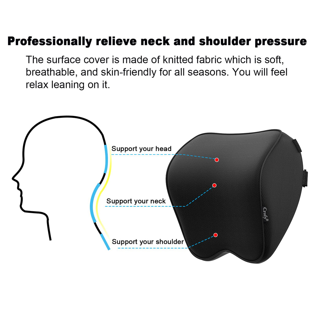 2-Pack Auto Nackenkissen, Weichheit Auto Kopfstütze Kissen zum Fahren mit verstellbarem Riemen, 100% Memory Foam und atmungsaktiver Abnehmbarer Abdeckung, 12 cm Dick
