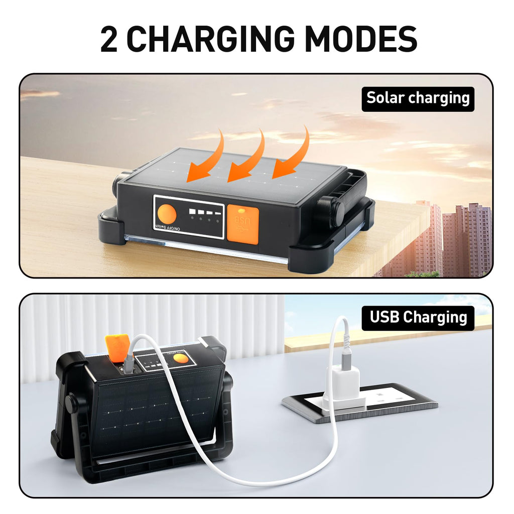 OHAYORI LED Baustrahler Akku, 4 Modi LED Strahler Akku, Campinglampe Aufladbar, Tragbare USB Wiederaufladbare PowerBank, Dimmbares Notlicht für Garten, Angeln, Camping, Wartung, Notfall (2 Stück)