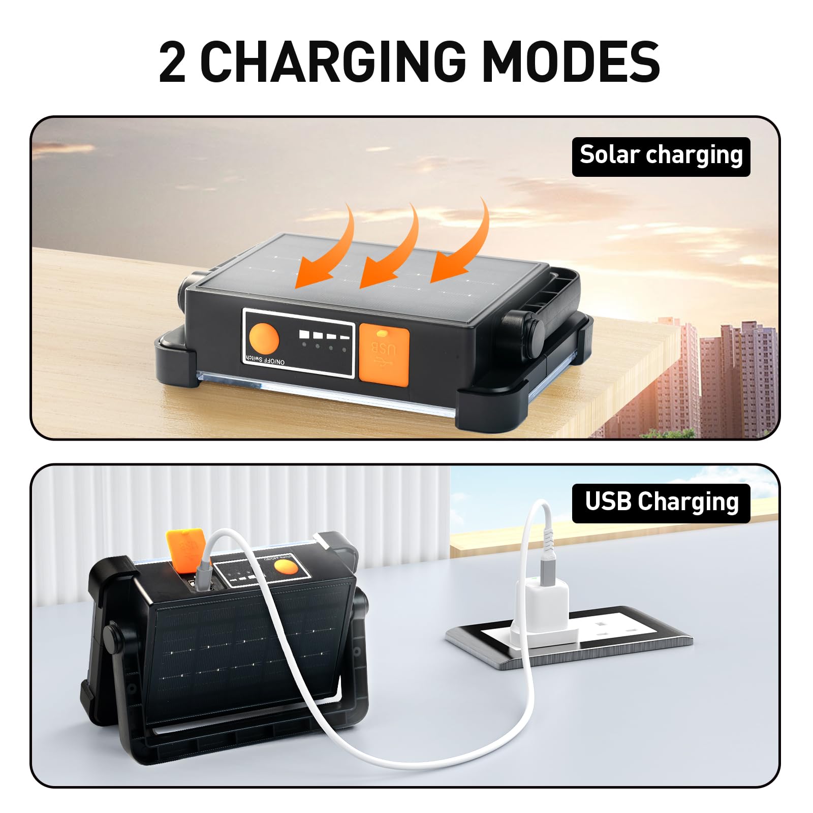 OHAYORI LED Baustrahler Akku, 4 Modi LED Strahler Akku, Campinglampe Aufladbar, Tragbare USB Wiederaufladbare PowerBank, Dimmbares Notlicht für Garten, Angeln, Camping, Wartung, Notfall (2 Stück)