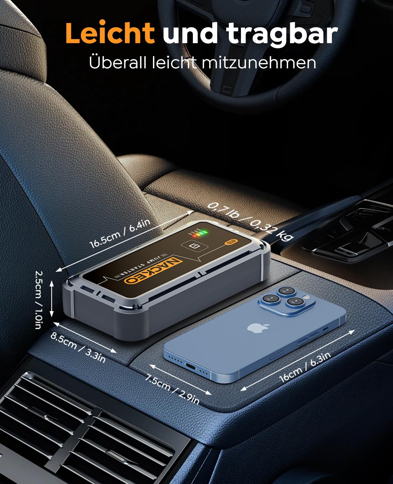 StarthilfePowerbank 5000A Leistungsstarke LEDBeleuchtung Für PKW Motorrad SUV Rasenmäher