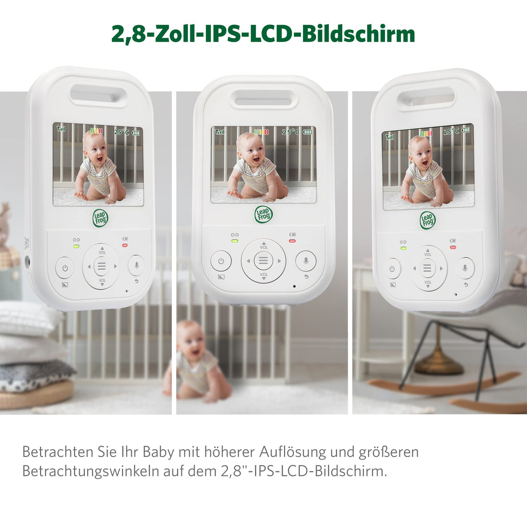 LeapFrog LF2423 Baby Monitor with Camera, Long Range, 2.8 Inch Video LCD Display, 2X Zoom, Temperature Sensor, Noise Activation Mode, Intercom, Long Battery Life, 720p