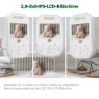 LeapFrog LF2423 Baby Monitor with Camera, Long Range, 2.8 Inch Video LCD Display, 2X Zoom, Temperature Sensor, Noise Activation Mode, Intercom, Long Battery Life, 720p