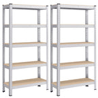 SONGMICS Schwerlastregal, 2er Set, Kellerregal, Lagerregal, 30 x 75 x 150 cm, Regal mit Stahlgestell, bis 650 kg belastbar, 5 verstellbare Ablagen, silbern GLR030E02