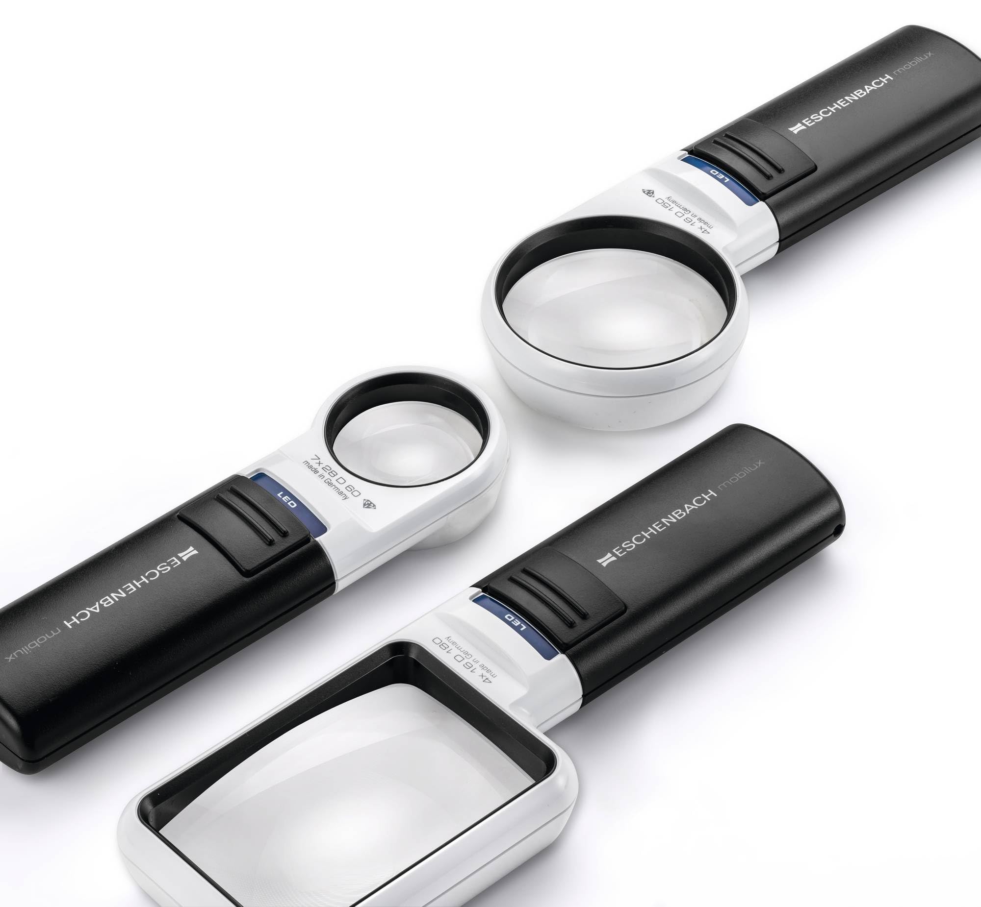 Eschenbach Optik Handlupe mobiluxLED mit LED-Beleuchtung und 4X-Vergrößerung Linsengröße: 75x50mm - Made in Germany