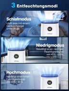 Luftentfeuchter Elektrisch, Auto Raumentfeuchter Elektrisch 25m²/122m³,Dehumidifier Entfeuchtung mit LED Display und Wasserbehälter-Vollanzeige, Gegen Feuchtigkeit, Filter, Timer
