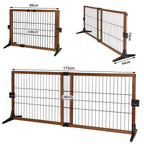 lionto Hundeschutzgitter längenverstellbar, Welpenschutzgitter aus attraktivem Pinienholz sorgt für Sicherheit, Höhe 70 cm, Robustes Absperrgitter für Treppen/Türen, einfacher Aufbau, braun/schwarz