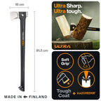 Fiskars Ultra Spaltaxt U32, Leistungsstarke Axt zum Spalten großer Holzstämme, ToughCoat-Beschichtung, Optimierte Balance, Karbonstahl-Klinge/FiberComp-Stiel, 81,5 cm, Schwarz, 1086011