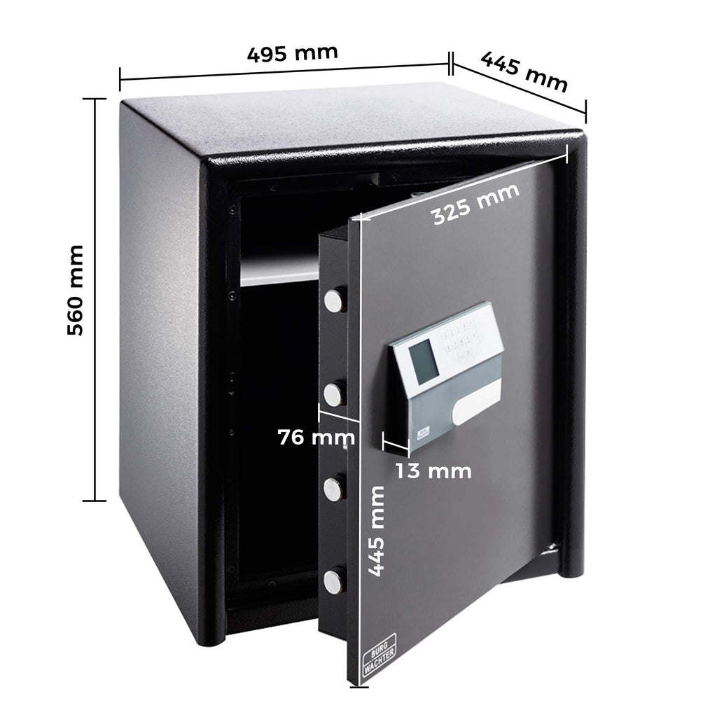 Burg-Wächter Möbeltresor mit elektronischem Zahlenschloss, Combi-Line, Sicherheitsstufe S2, Feuerschutz LFS 30 P, VdS-geprüft, 15 l, 44 kg, CL 440 E, Schwarz