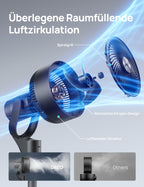Dreo Leiser Standventilator, 1444m³/h Luftvolumen oszillierende Ventilator, 3 Stufen 6H Timer Turmventilator mit Fernbedienung, Luftzirkulation in 3 Min für Schlafzimmer, Duftfunktion für frische Luft