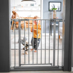 hauck Treppenschutzgitter / Türschutzgitter Stop N Safe 2 (Basisgitter ohne Verlängerung), für Breiten 75 - 80 cm, ohne Bohren, Einhändiges Öffnen, Beidseitig Schwenkbar, Metall (Silver)