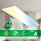BRILONER - LED Deckenleuchte Effizienzklasse A, ca. 50.000h Licht, 12,6W, 2860lm, Fernbedienung, dimmbar, warmweiß bis kaltweiß, LED Lampe, LED Panel, Wohnzimmerlampe, Deckenlampe, 100x25x6 cm, Weiß