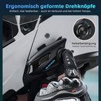 WAYXIN X6S Motorrad Intercom,integriertem Mesh Intercom System, Dual-Chip für Audio-Multitasking Kopfhörer,Helm Headset für bis zu 8 Motorräder,mit HiFi/Musik Teilen/FM/AI Sprache (Schwarz-2pcs)