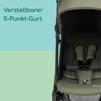 Bebeconfort Zephir, kompakter Baby Kinderwagen, 0–4 Jahre (bis zu 22 kg), leichter Reise Buggy (5.6 kg), in Kabinengröße, flacher und verstellbarer Sitz, Aufbewahrungskorb, Mineral Green