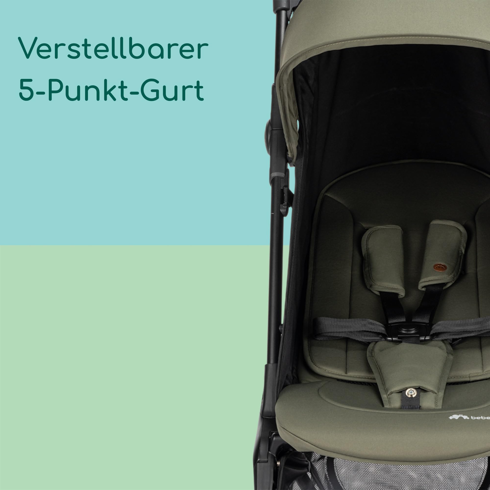 Bebeconfort Zephir, kompakter Baby Kinderwagen, 0–4 Jahre (bis zu 22 kg), leichter Reise Buggy (5.6 kg), in Kabinengröße, flacher und verstellbarer Sitz, Aufbewahrungskorb, Mineral Green