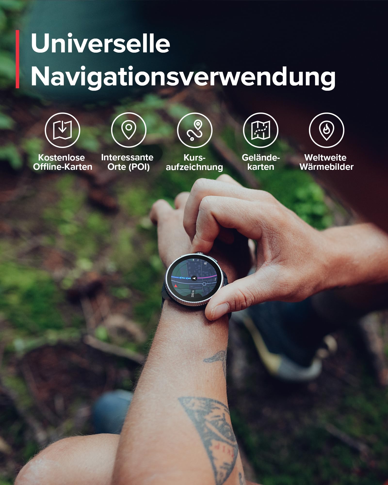 SUUNTO Race Sportuhr - Outdoor Smartwatch, 1,43" Helles AMOLED Display mit Saphirglas, Bequeme Uhrenkrone & Tasten Bedienung, Präzise Zweifrequenz GPS, Lange Akkulaufzeit, 100m Wasserdicht