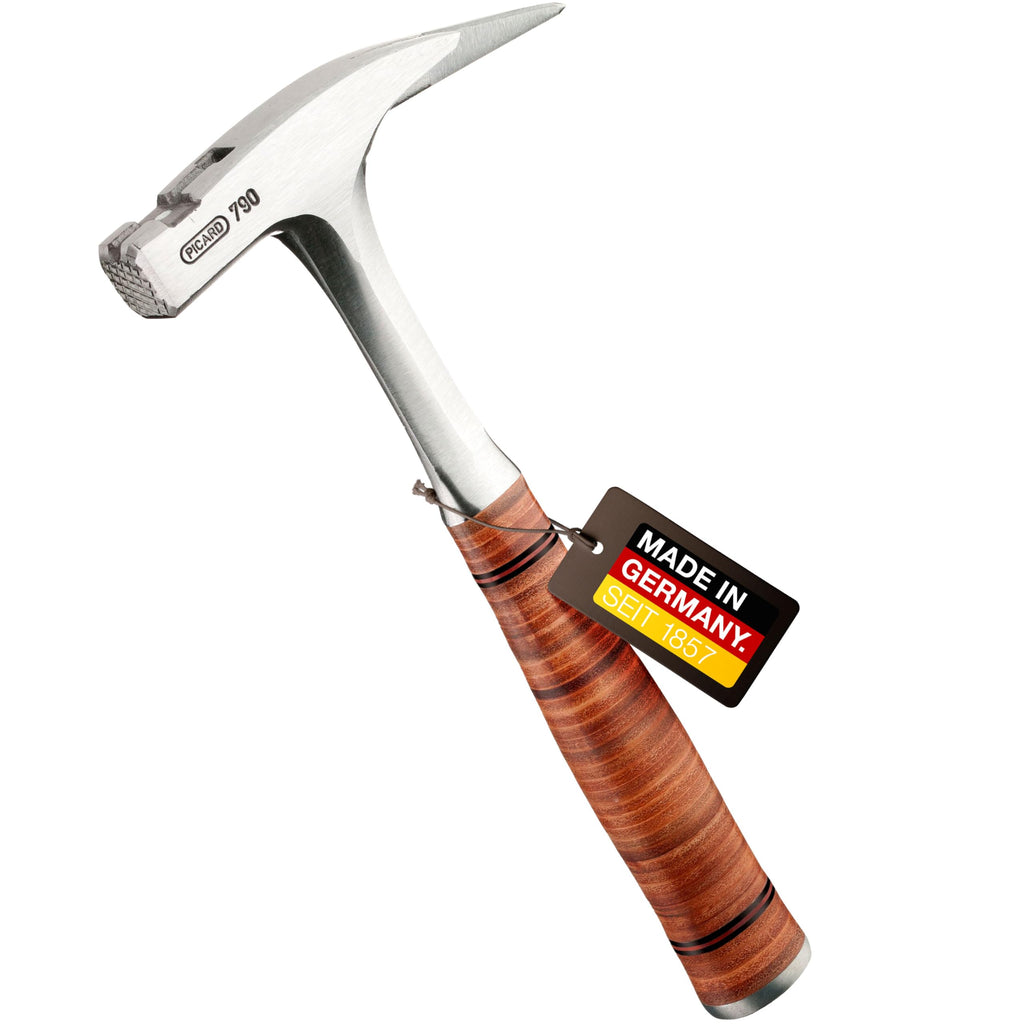 PICARD Ganzstahl-Latthammer Nr. 790 geraut | Magnetischer Nagelhalter | Ledergriff aus verwindungssicherem Kernleder | Gewicht: 907g | Ideal für Dachdecker & Schreiner | Made in Germany seit 1857